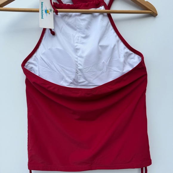 Beachsissi Fashion Wine Red Halter Neck Tankini Set - Picture 11 of 15